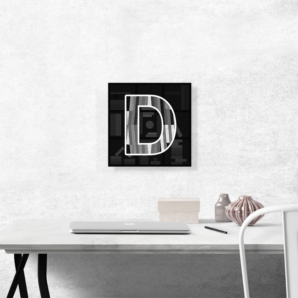 Modern Black White Alphabet Letter D