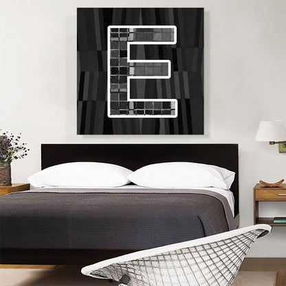 Modern Black White Alphabet Letter E