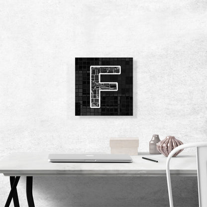Modern Black White Alphabet Letter F