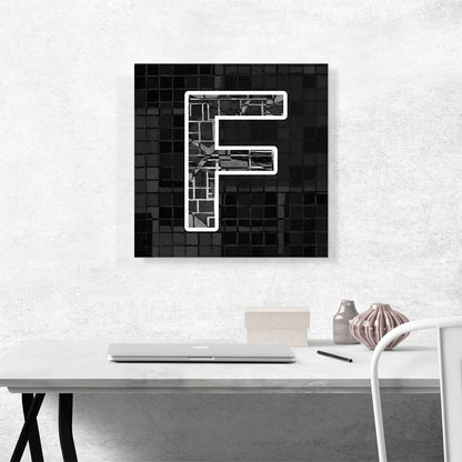 Modern Black White Alphabet Letter F
