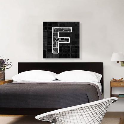 Modern Black White Alphabet Letter F