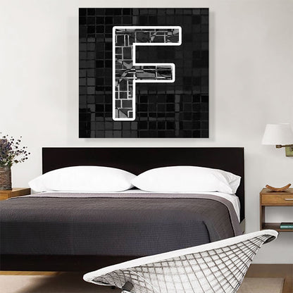 Modern Black White Alphabet Letter F