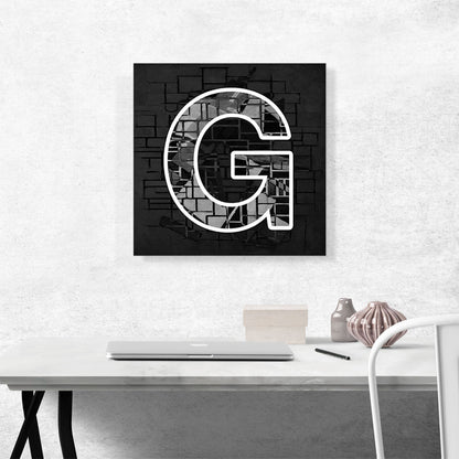 Modern Black White Alphabet Letter G
