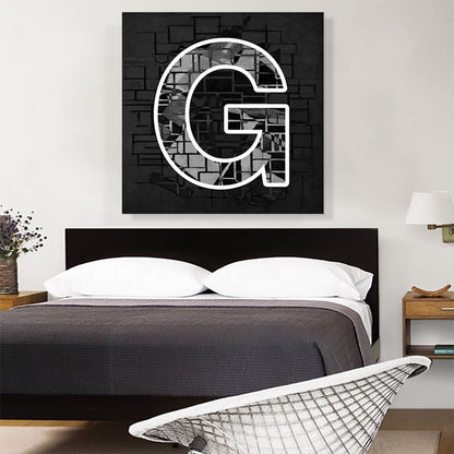 Modern Black White Alphabet Letter G