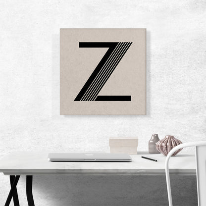 Beige Black Line Alphabet Letter Z