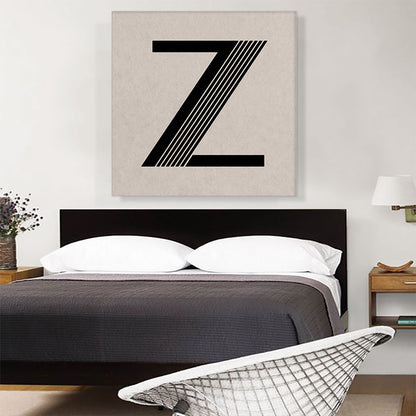 Beige Black Line Alphabet Letter Z
