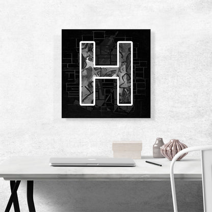 Modern Black White Alphabet Letter H