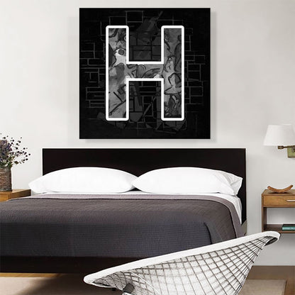 Modern Black White Alphabet Letter H