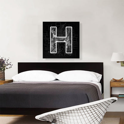 Modern Black White Alphabet Letter H