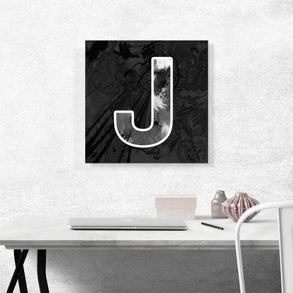 Modern Black White Alphabet Letter J