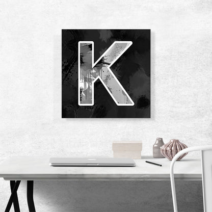 Modern Black White Alphabet Letter K