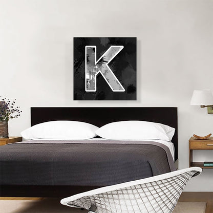 Modern Black White Alphabet Letter K