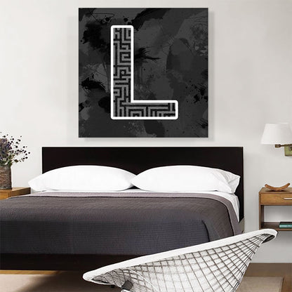 Modern Black White Alphabet Letter L
