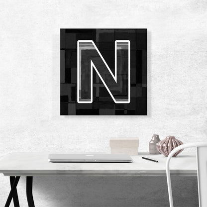 Modern Black White Alphabet Letter N