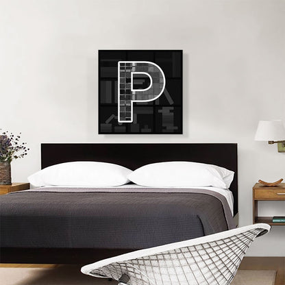 Modern Black White Alphabet Letter P