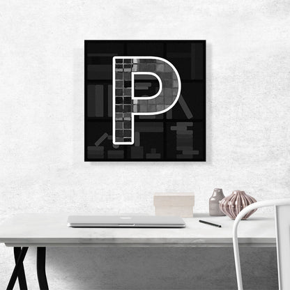 Modern Black White Alphabet Letter P