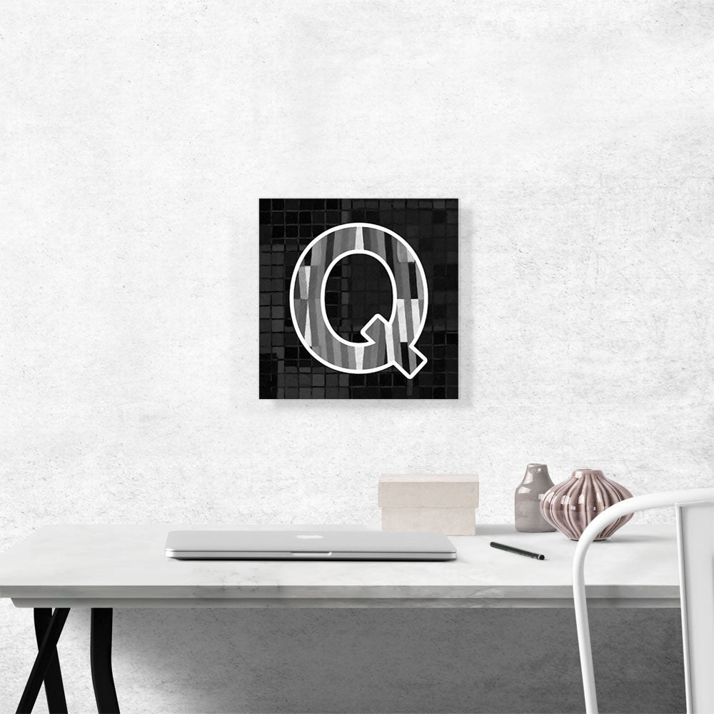 Modern Black White Alphabet Letter Q