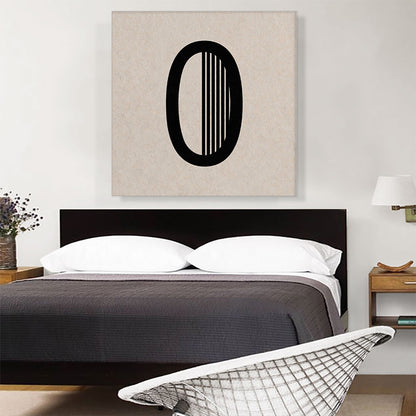Beige Black Line Alphabet Number 0 Zero Numeral