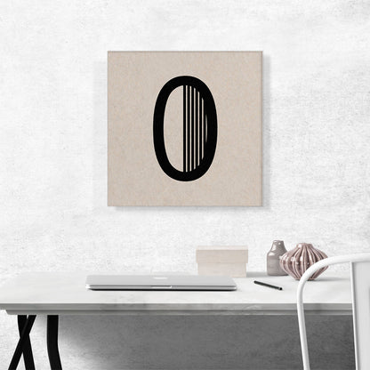 Beige Black Line Alphabet Number 0 Zero Numeral