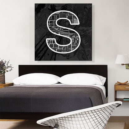 Modern Black White Alphabet Letter S