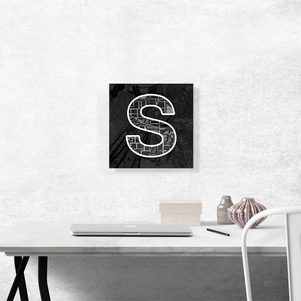 Modern Black White Alphabet Letter S