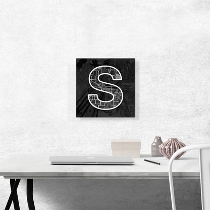 Modern Black White Alphabet Letter S