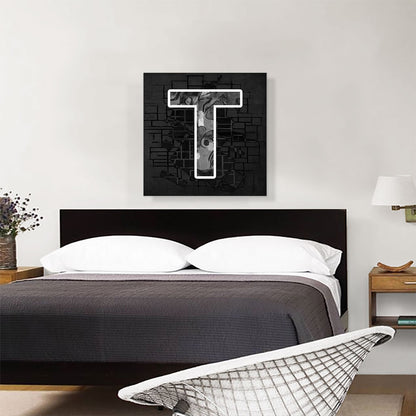 Modern Black White Alphabet Letter T