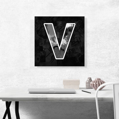 Modern Black White Alphabet Letter V