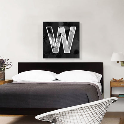 Modern Black White Alphabet Letter W