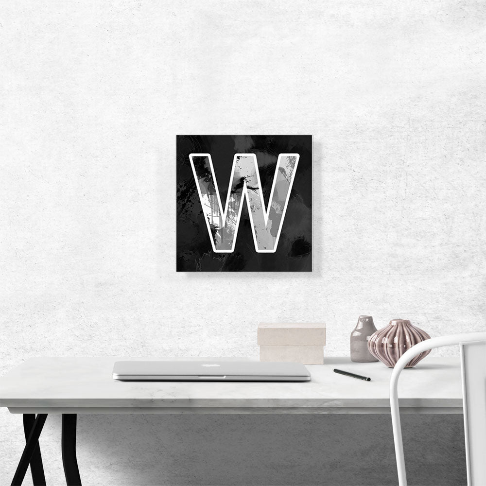 Modern Black White Alphabet Letter W