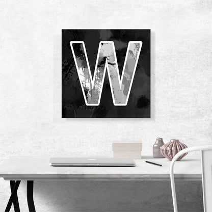 Modern Black White Alphabet Letter W
