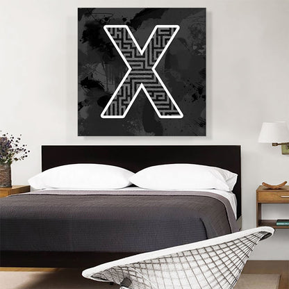 Modern Black White Alphabet Letter X