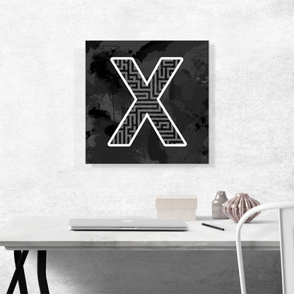 Modern Black White Alphabet Letter X