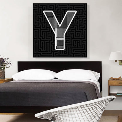 Modern Black White Alphabet Letter Y