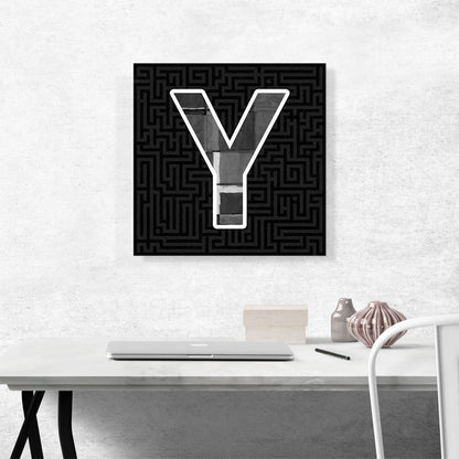 Modern Black White Alphabet Letter Y