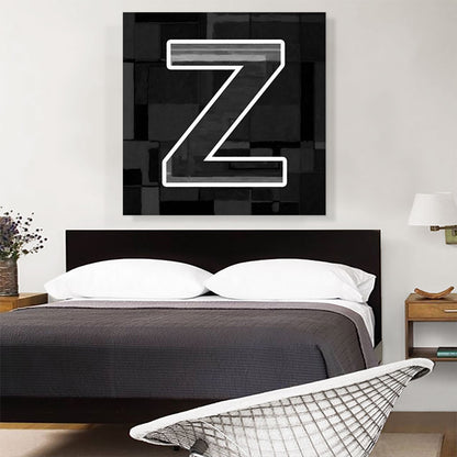 Modern Black White Alphabet Letter Z