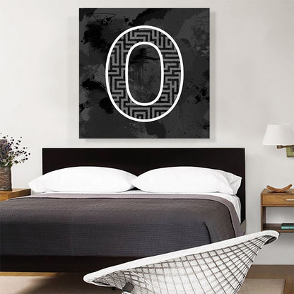 Modern Black White Alphabet Number 0 Zero Numeral