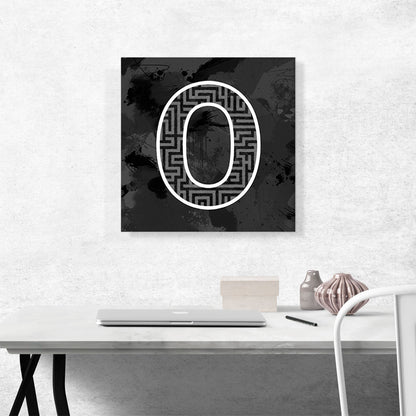 Modern Black White Alphabet Number 0 Zero Numeral