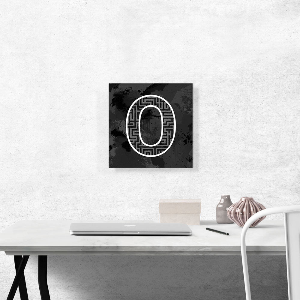 Modern Black White Alphabet Number 0 Zero Numeral