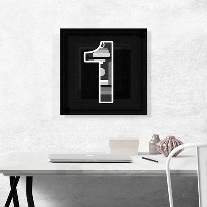 Modern Black White Alphabet Number 1 One Numeral