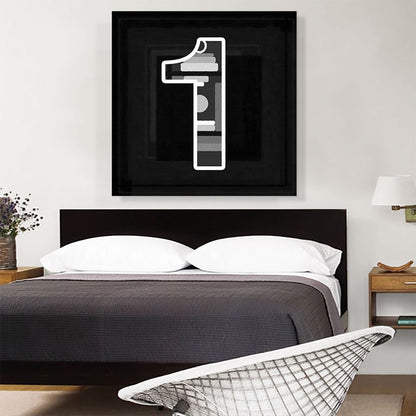 Modern Black White Alphabet Number 1 One Numeral