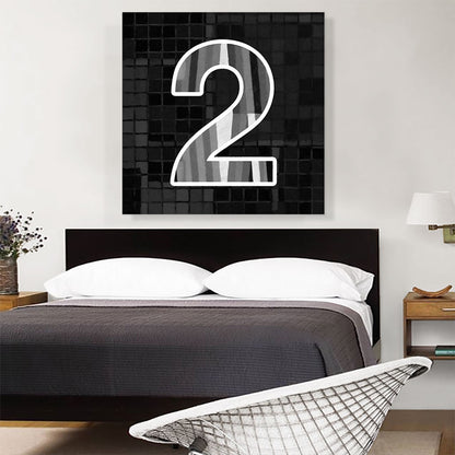 Modern Black White Alphabet Number 2 Two Numeral