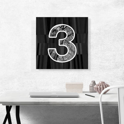Modern Black White Alphabet Number 3 Three Numeral