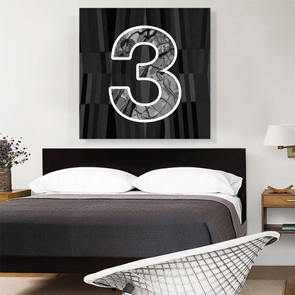 Modern Black White Alphabet Number 3 Three Numeral