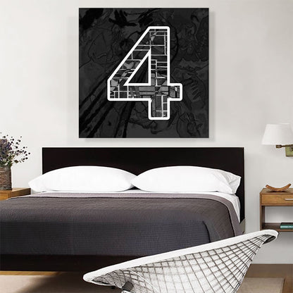 Modern Black White Alphabet Number 4 Four Numeral
