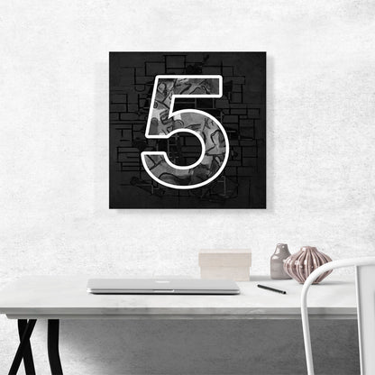 Modern Black White Alphabet Number 5 Five Numeral