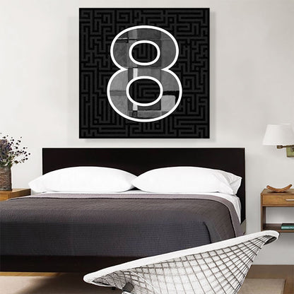 Modern Black White Alphabet Number 8 Eight Numeral