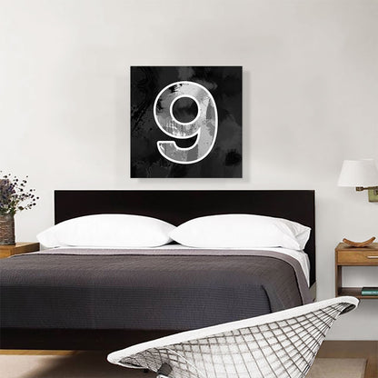Modern Black White Alphabet Number 9 Nine Numeral