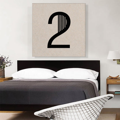 Beige Black Line Alphabet Number 2 Two Numeral