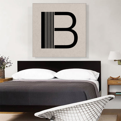 Beige Black Line Alphabet Letter B